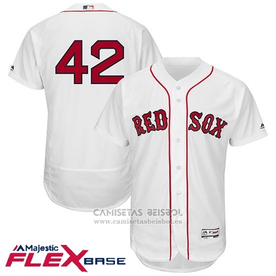 Camiseta Beisbol Hombre Boston Red Sox Jackie Robinson Blanco Flex Base